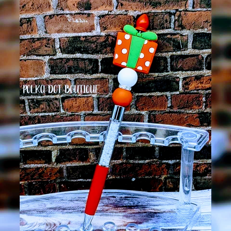 Christmas Present Silicone Beaded Pen