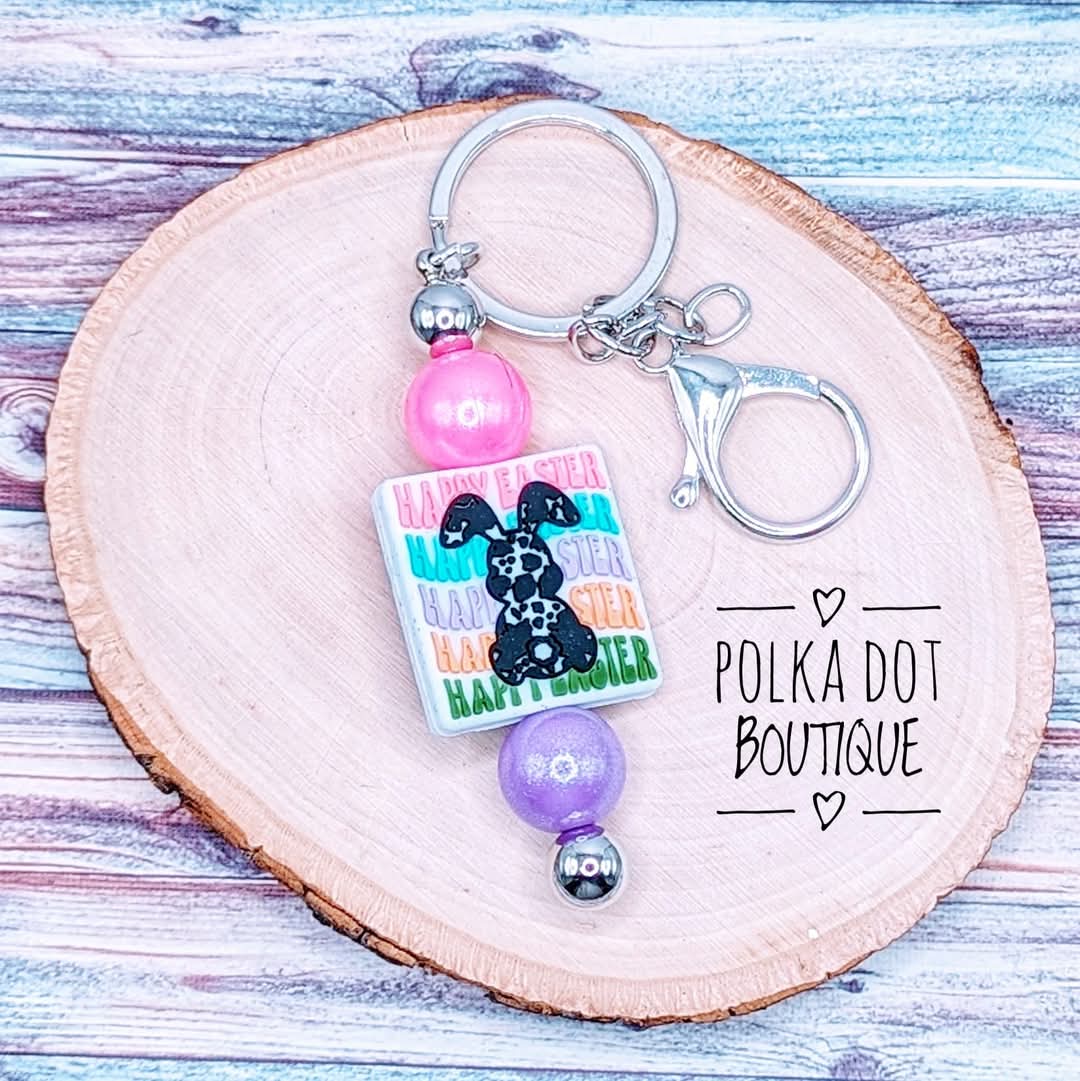 Happy Easter Silicone Keychain