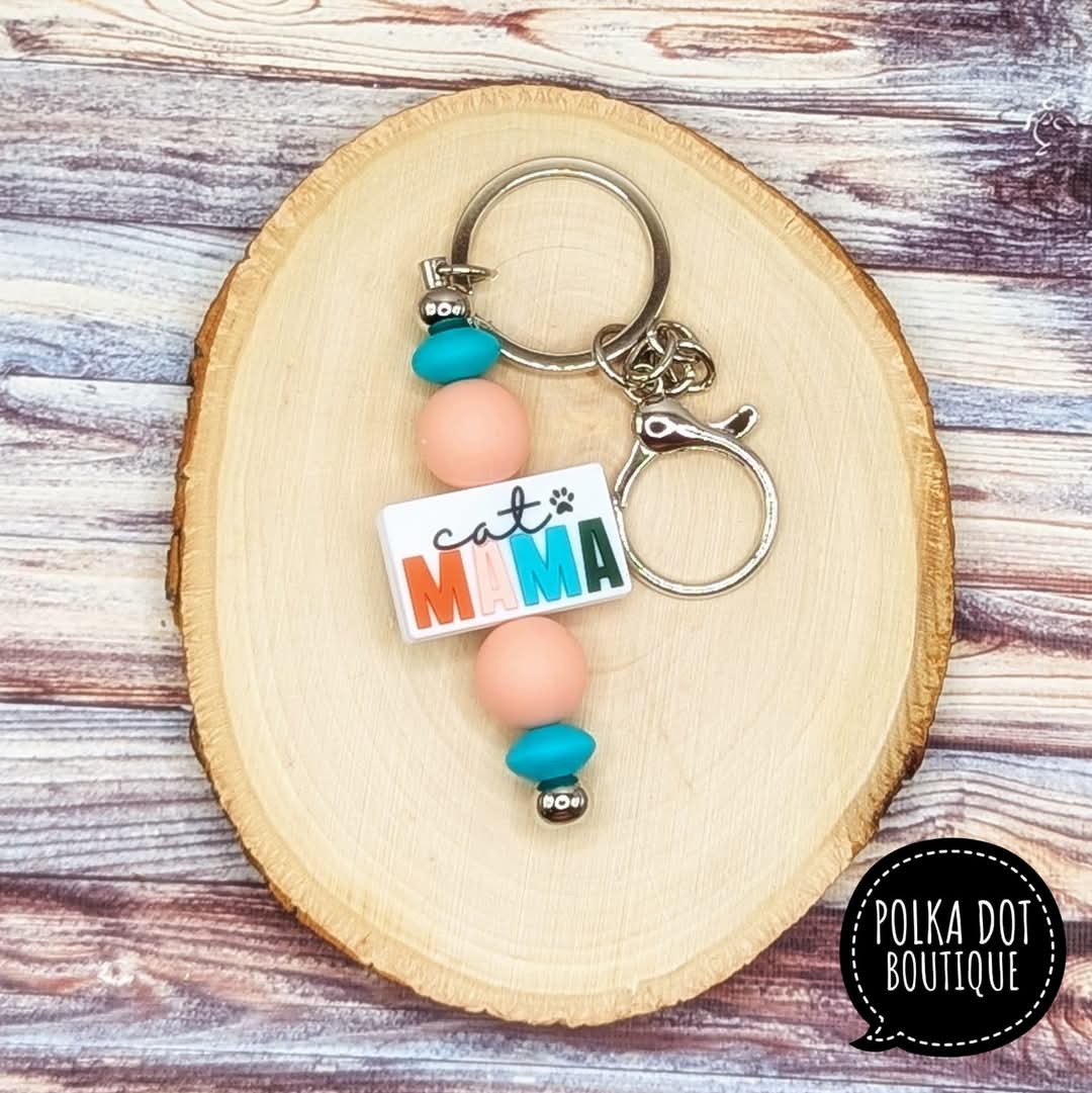 Cat Mama Silicone Keychain