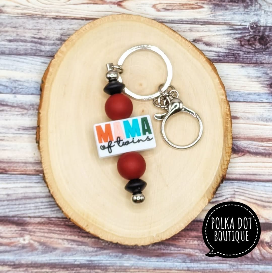 Mama of Twins Silicone Keychain