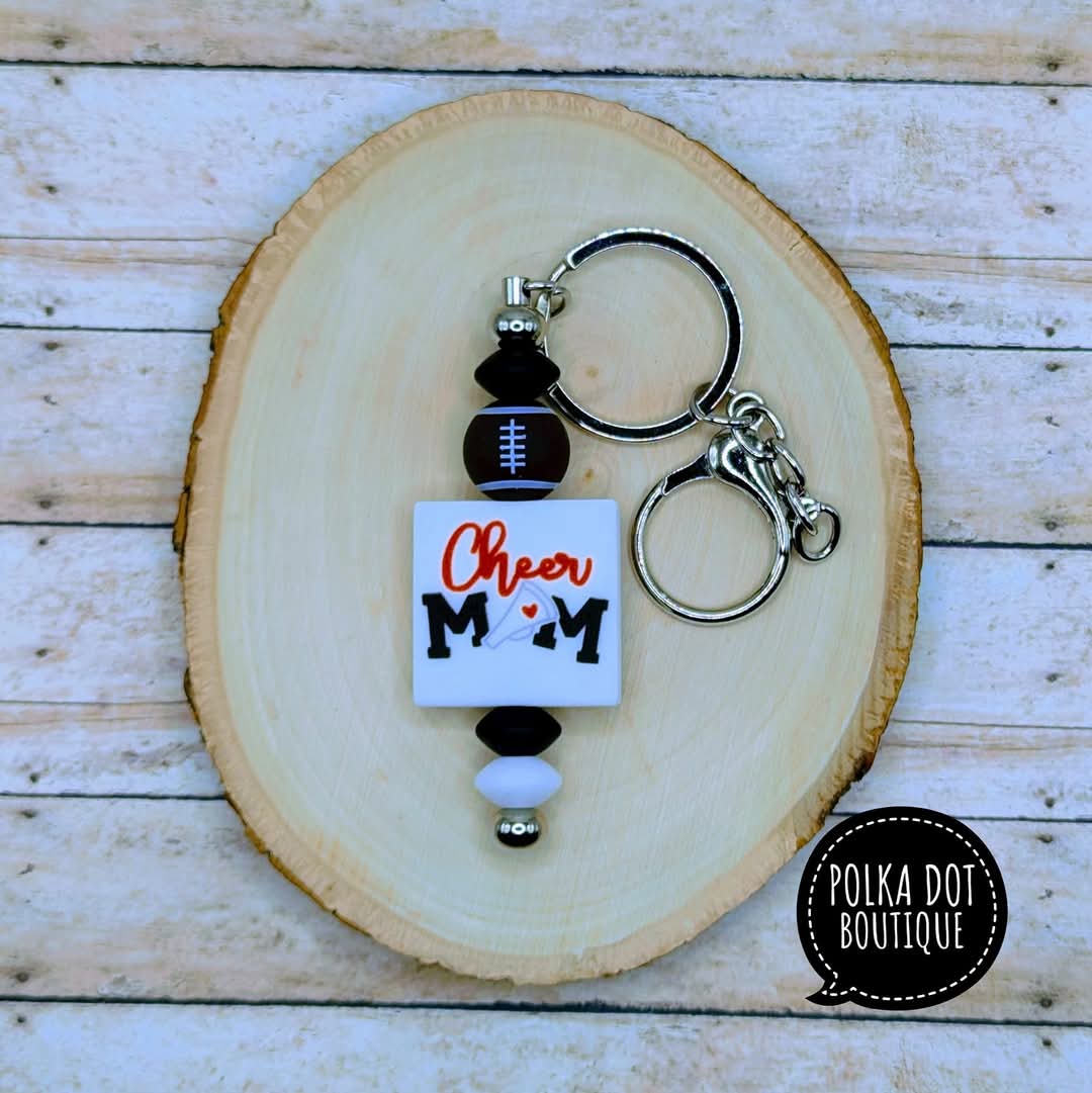 Cheer Mom Silicone Keychain