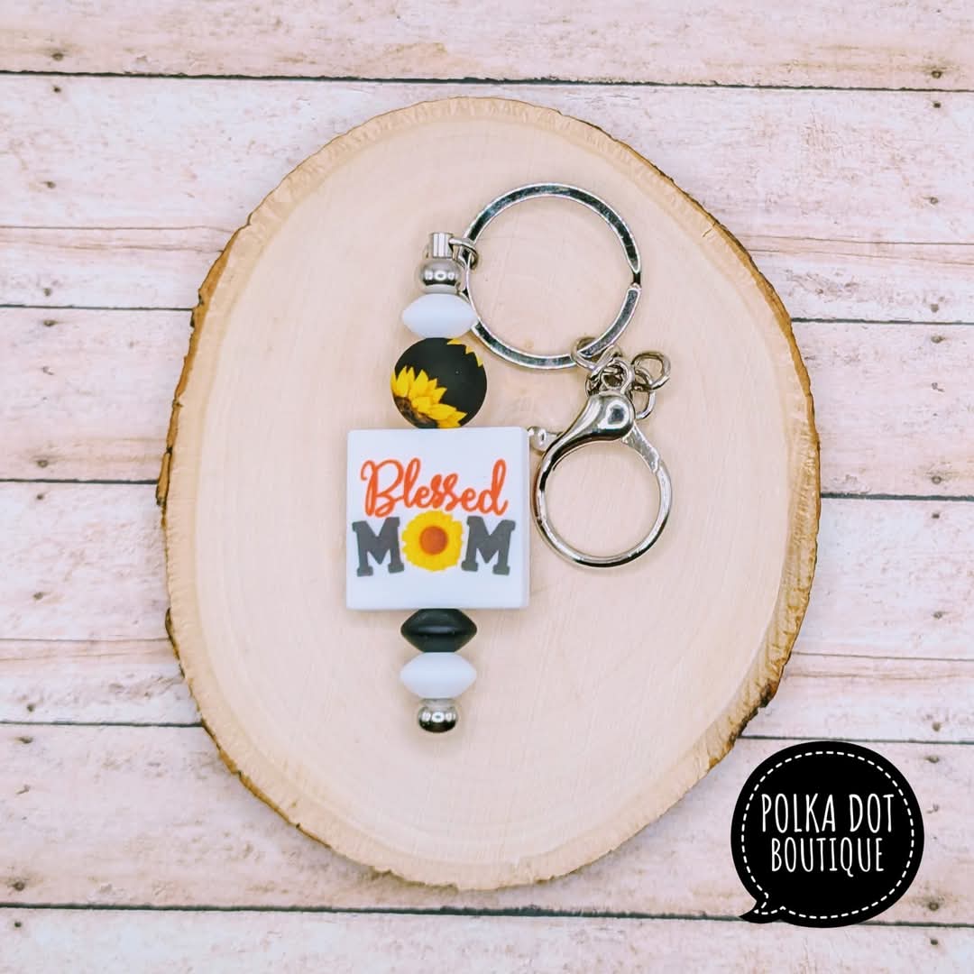 Blessed Mom Silicone Keychain