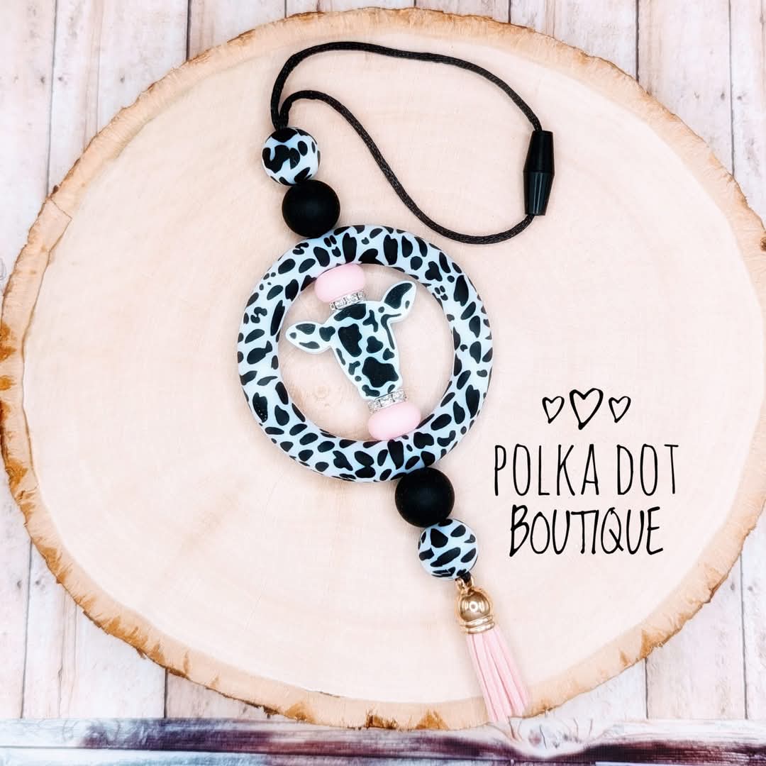 Black & White Cow Car Charm