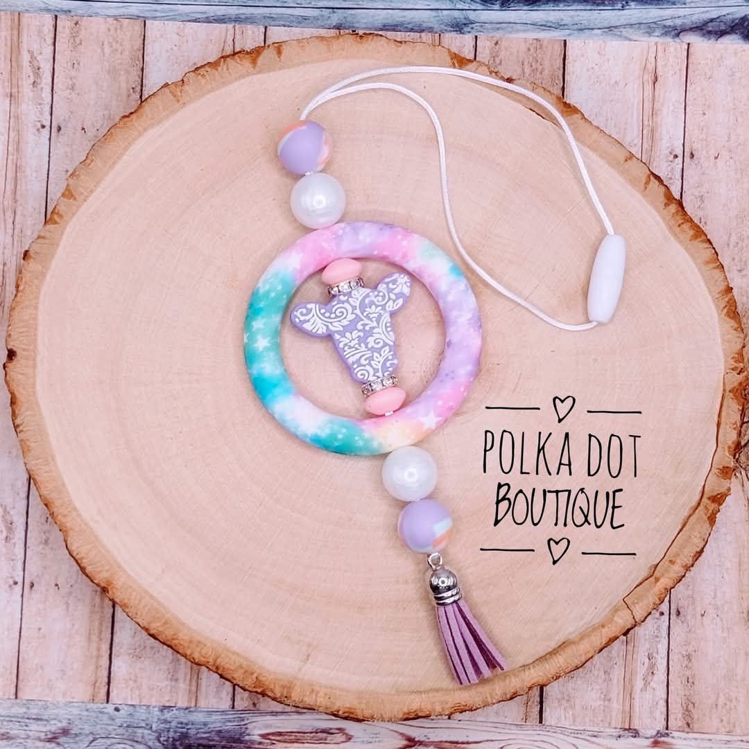 Cow Tye Dye Car Charm