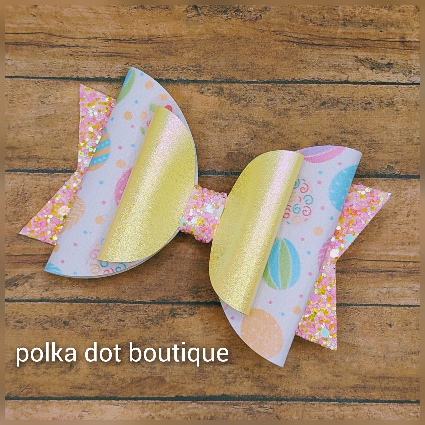 Easter egg Faux Leather Bow