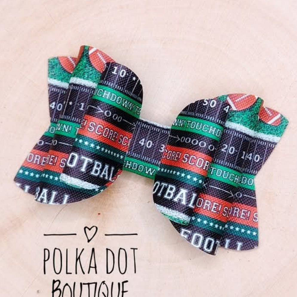 Football Faux Leather Bow
