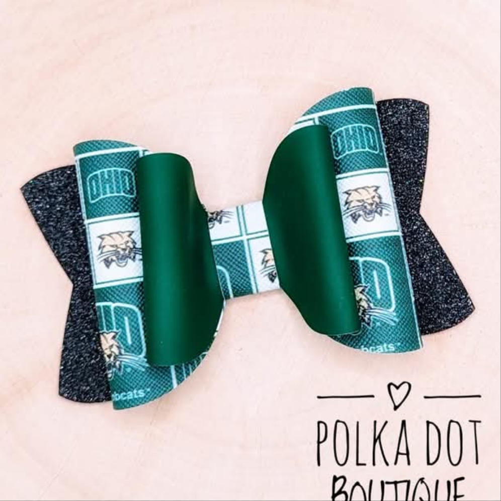 Ohio University Glitter Faux Leather Bow