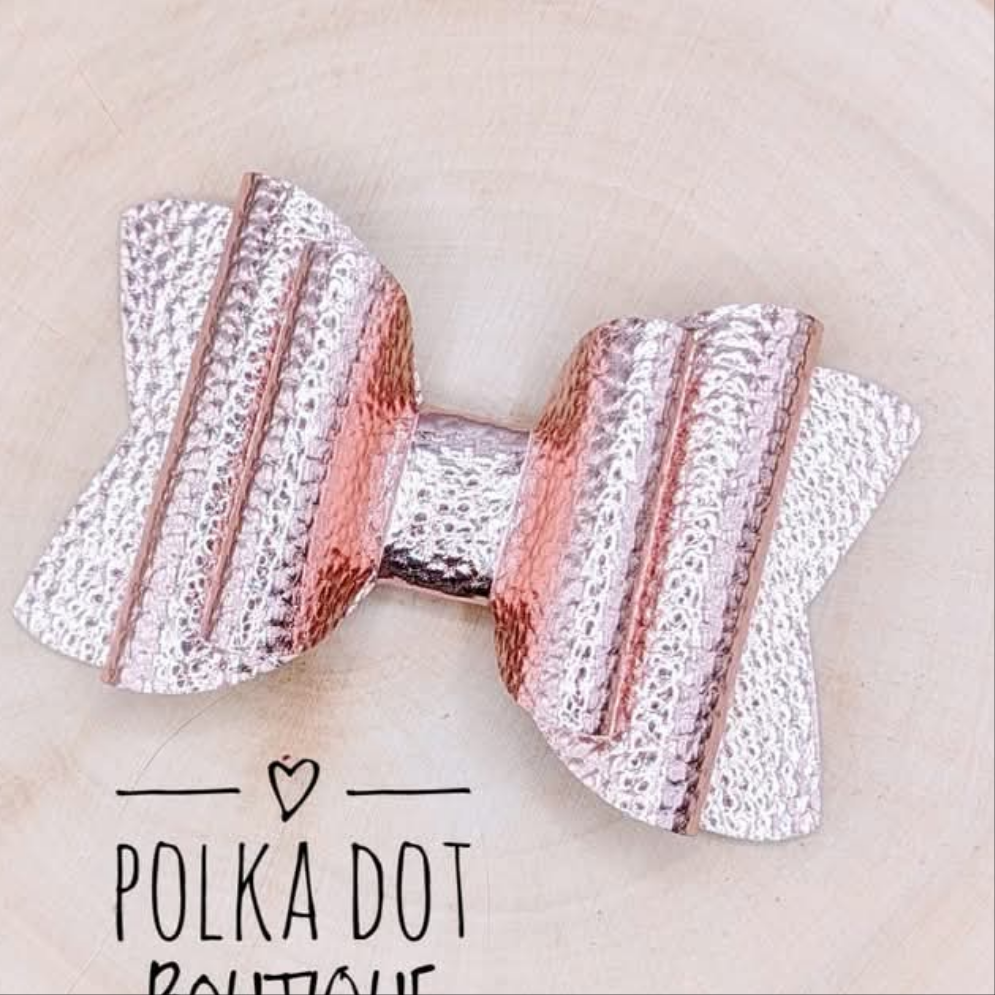 Soft Rose Gold Faux Leather Bow