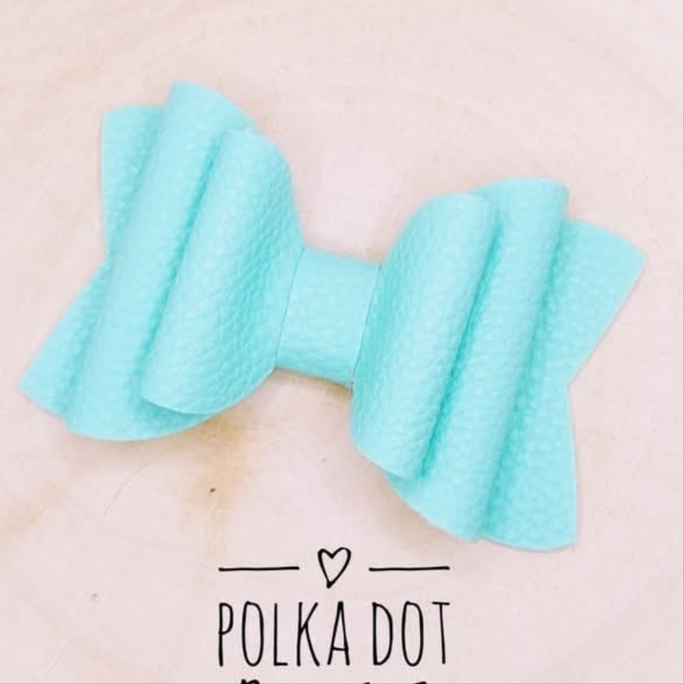 Soft Teal Faux Leather Bow