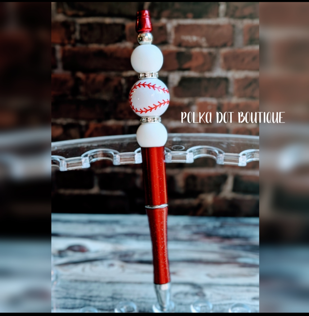 Baseball Silicone Beaded Pen