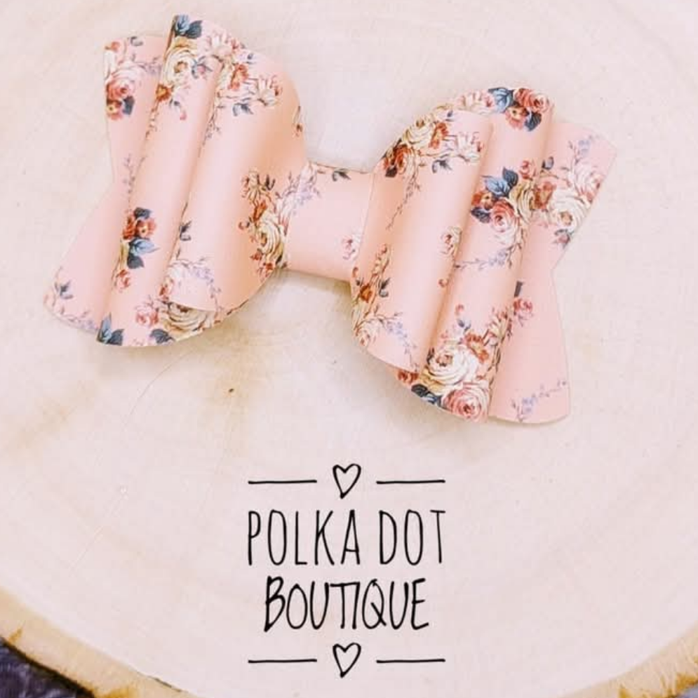 Floral Faux Leather Bow