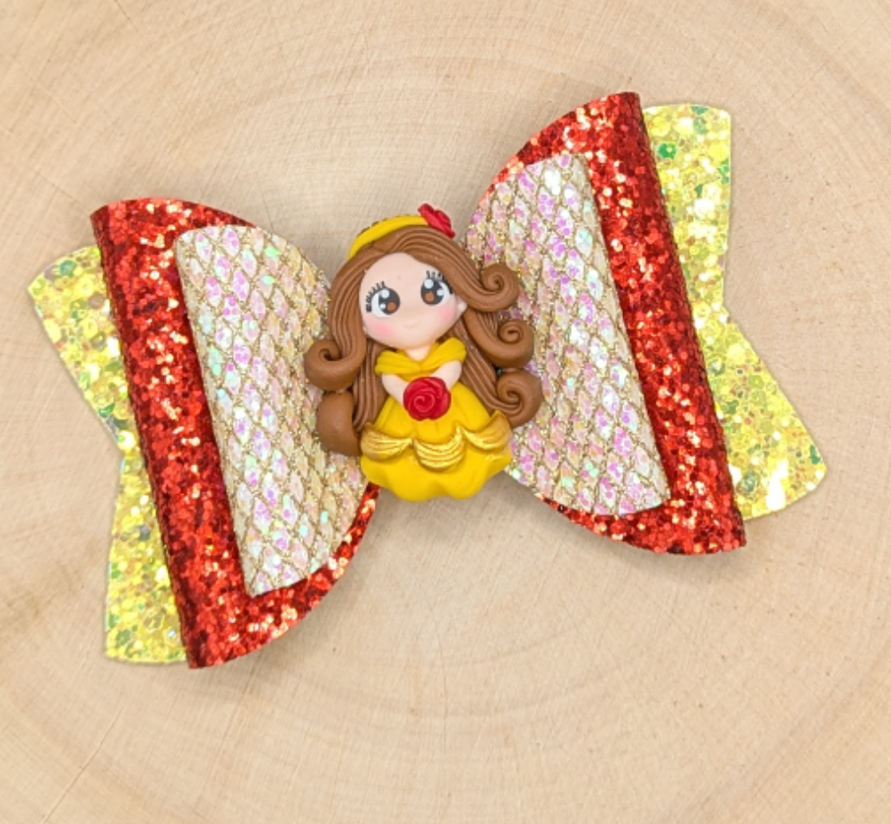 Belle Princess Clay Faux Leather Bow