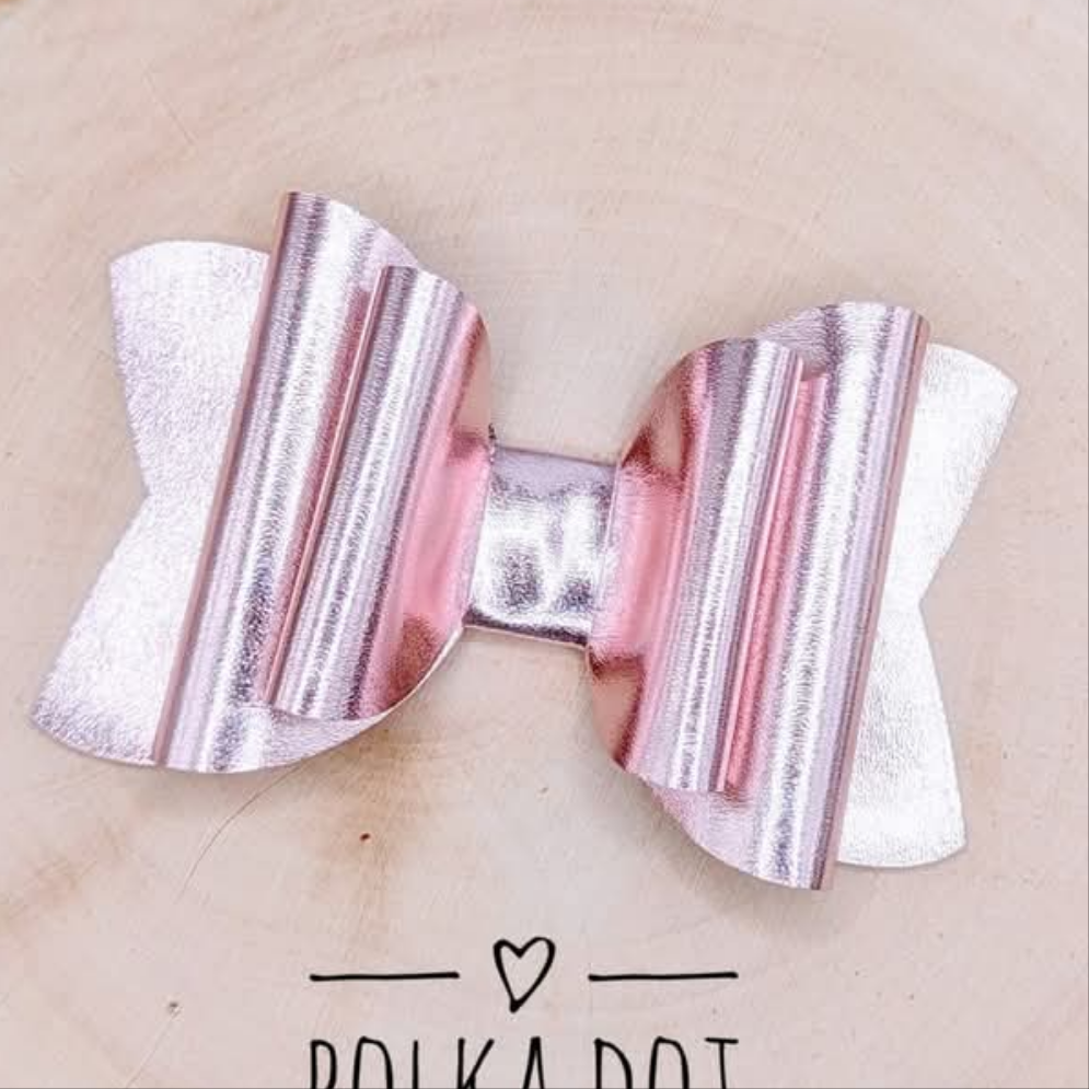 Soft Rose Gold Faux Leather Bow