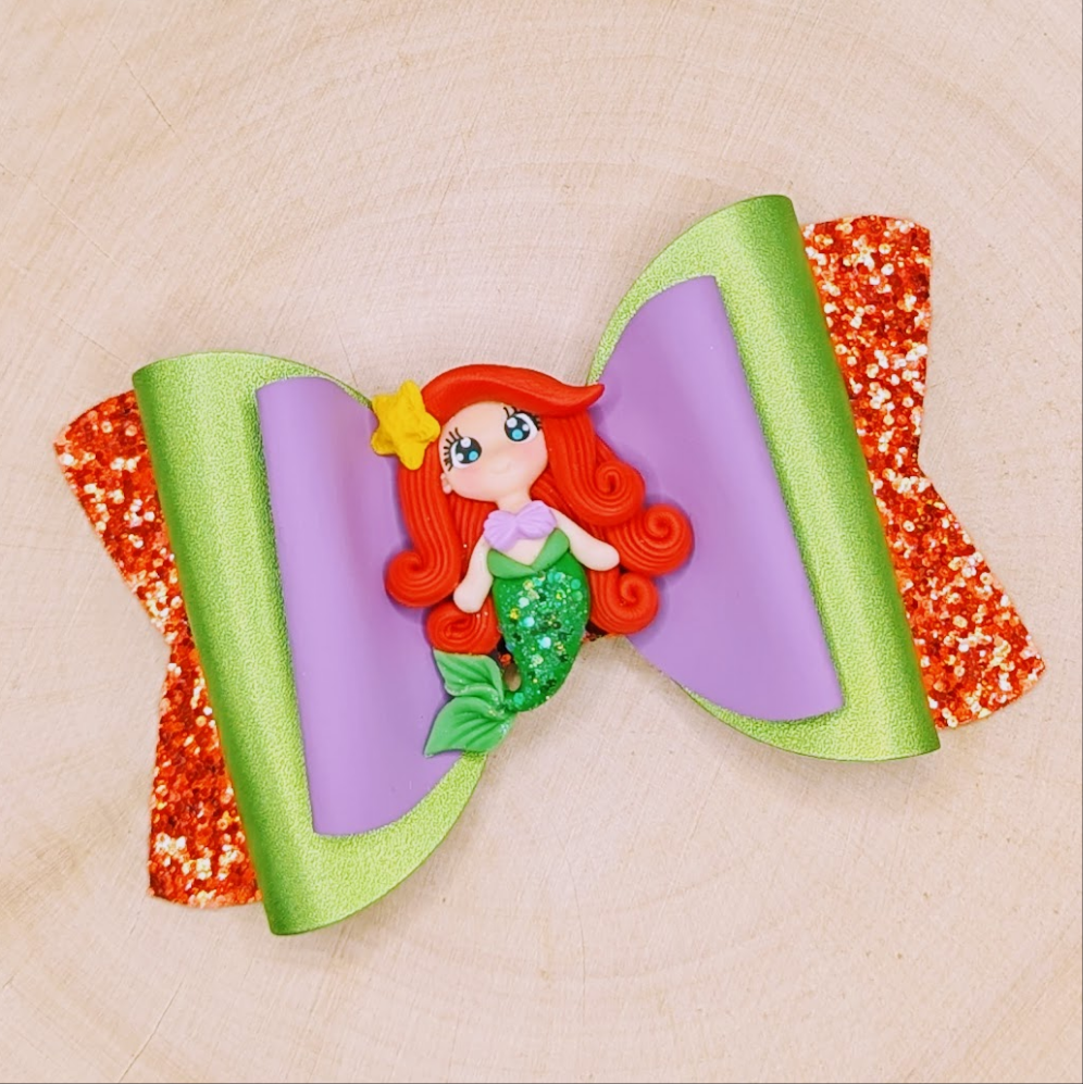 Ariel Princess Clay Faux Leather Bow