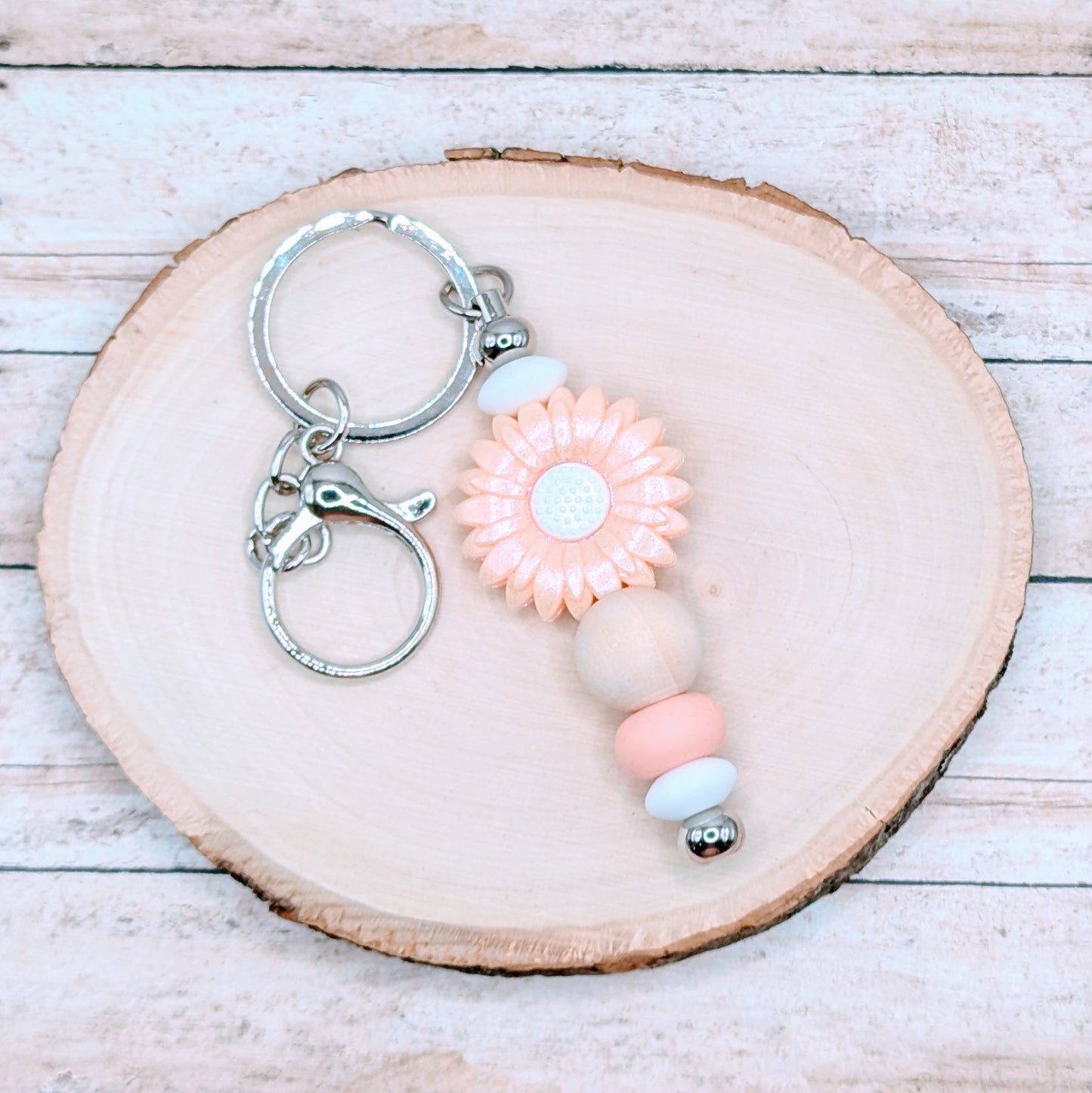 Flower Peach Silicone Keychain