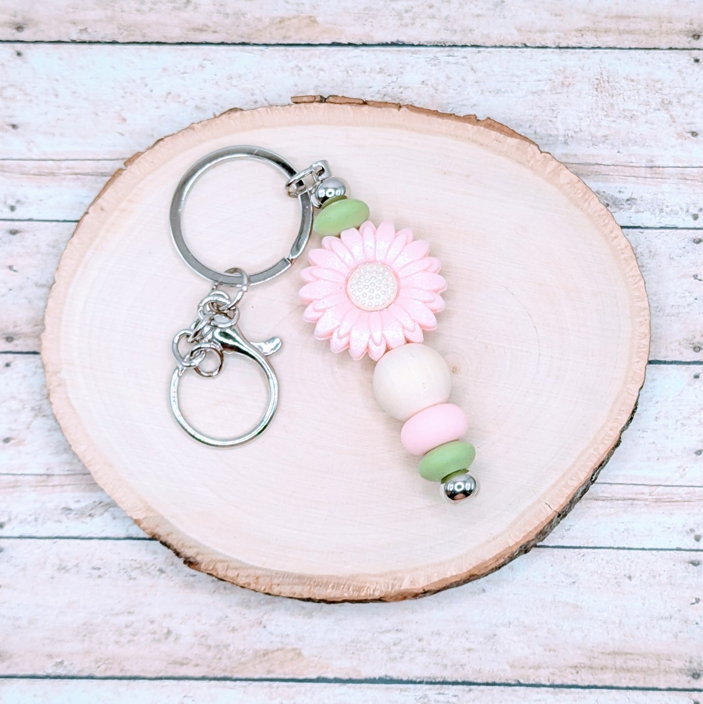 Flower Pink Silicone Keychain