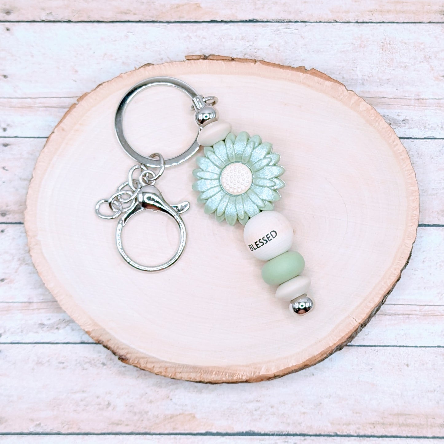 Flower Teal Silicone Keychain