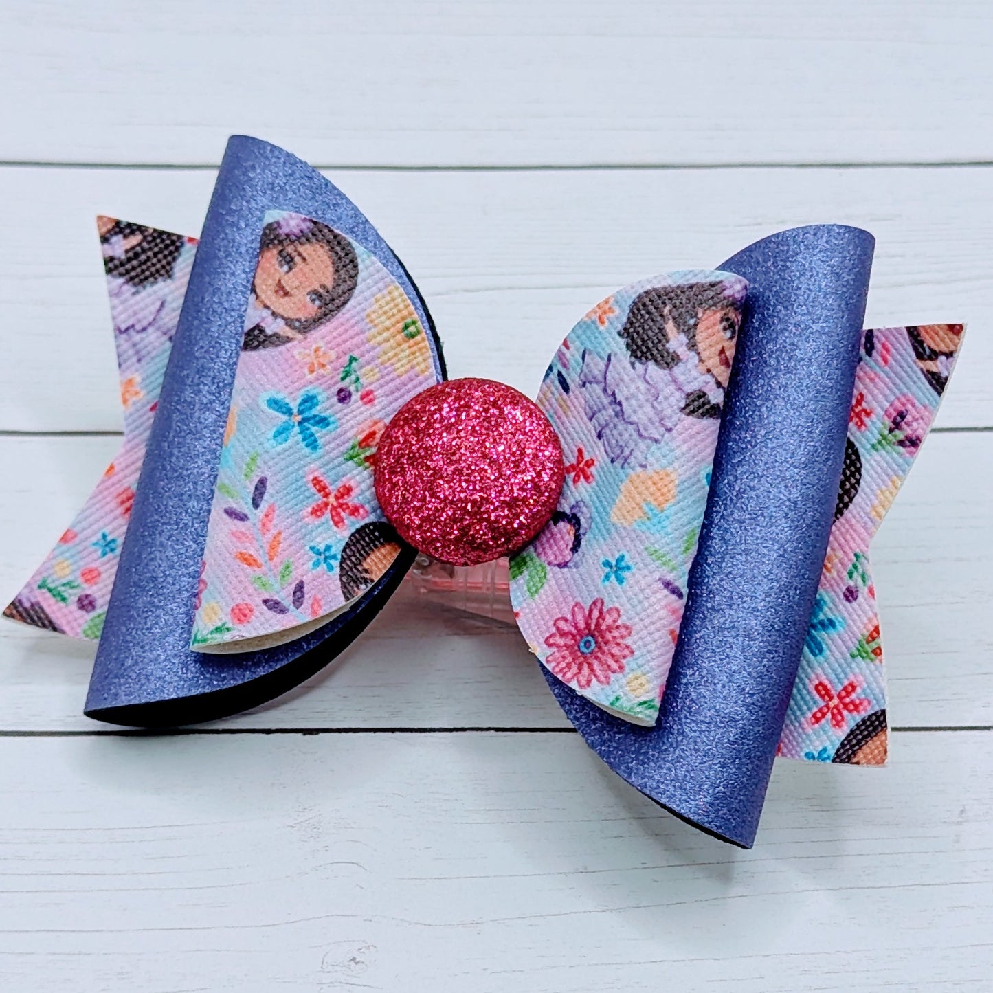 Isabel Glitter Faux Leather Bow