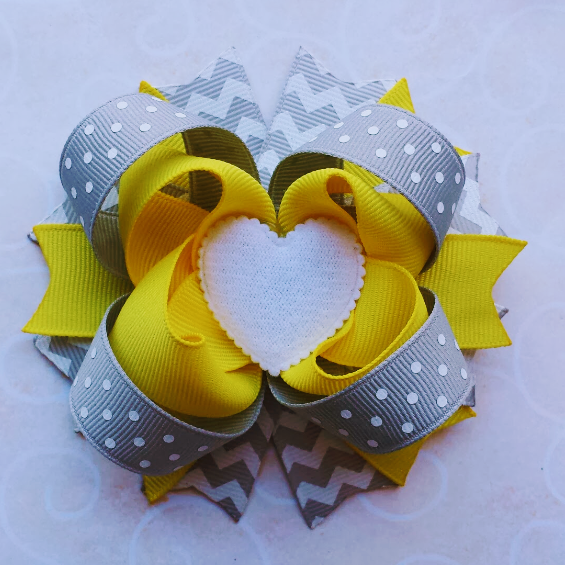 Yellow heart Hairbow