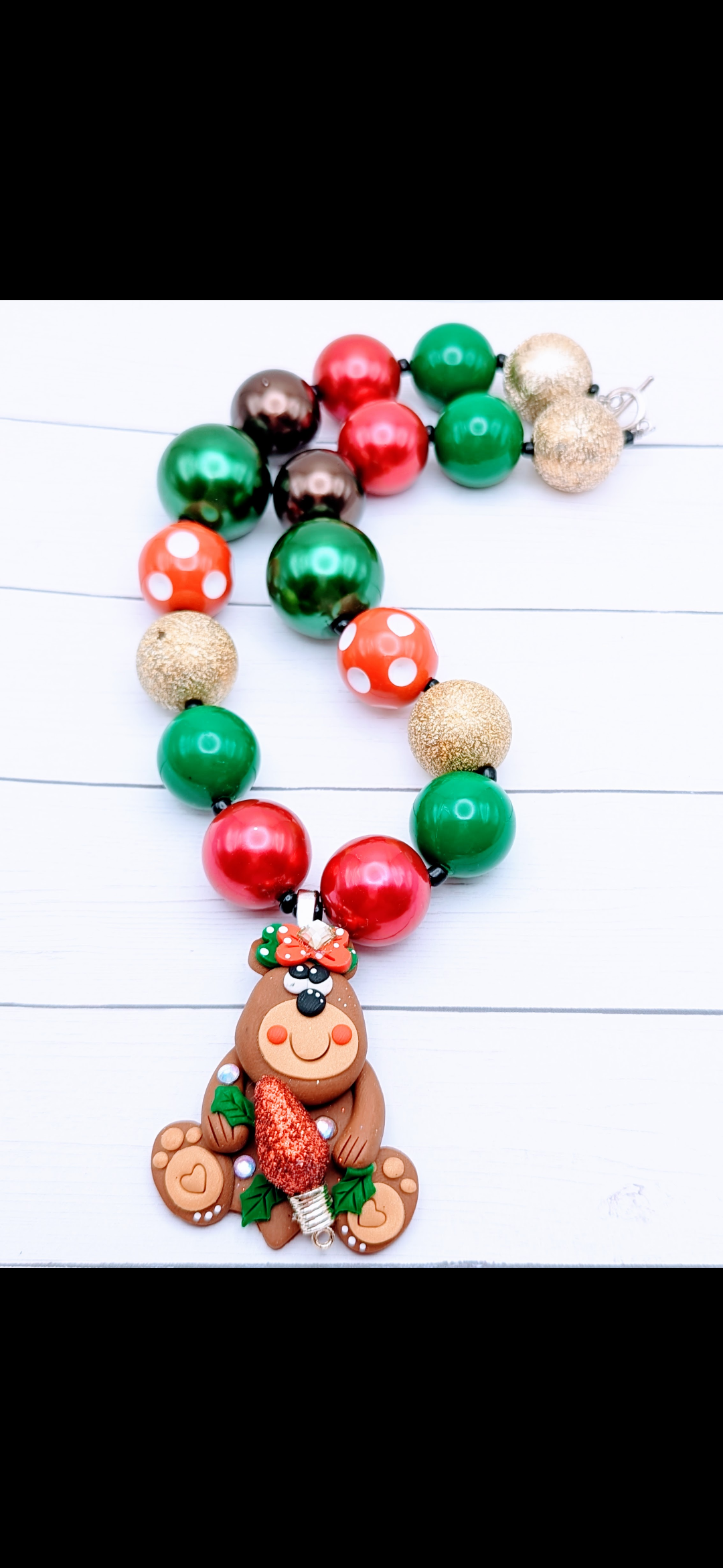 Christmas Bear Chunky Necklace