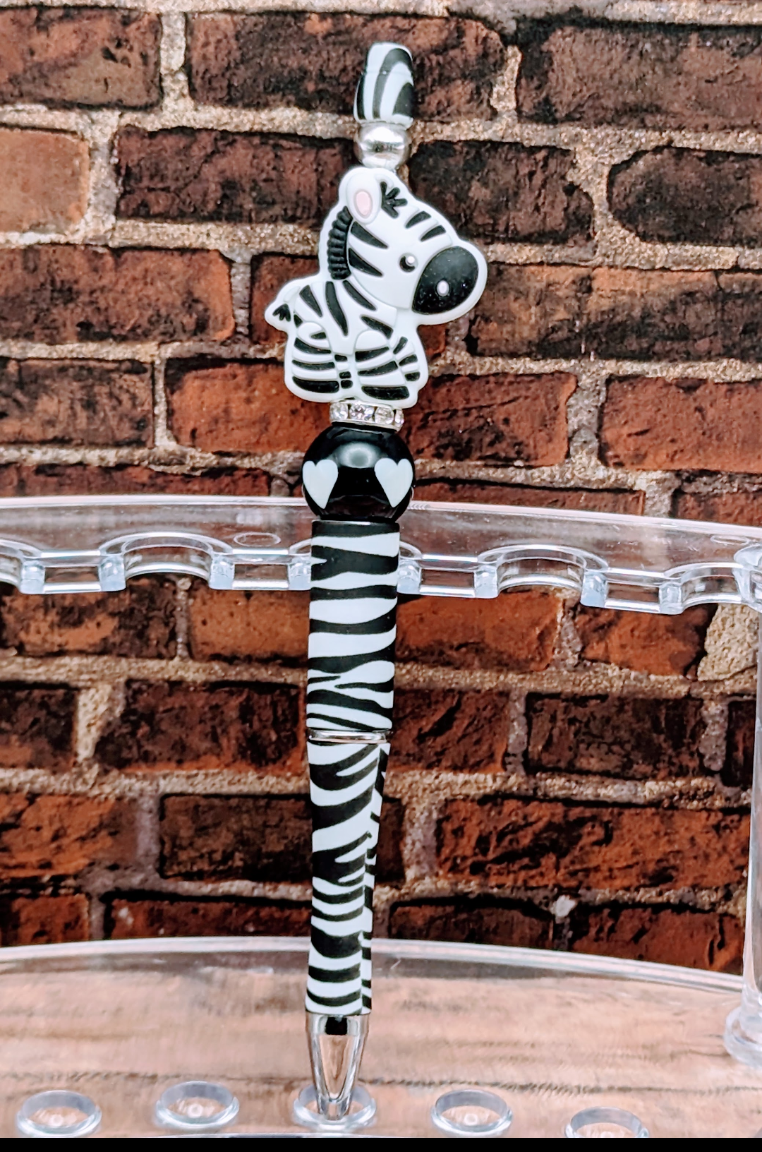 Zebra Silicone Beaded Pen