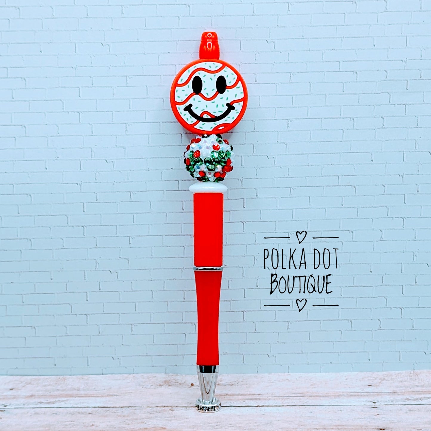 Pen : Christmas Tree Happy Face Silicone Beaded Pen