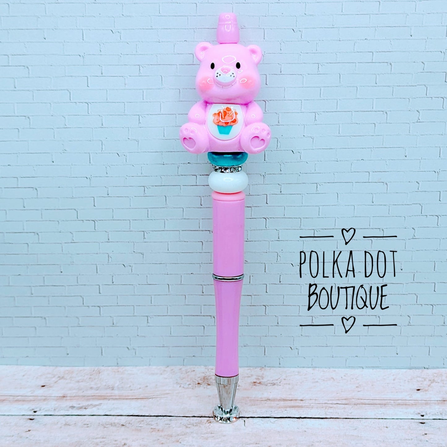 Care Bear : Pink Beaded Pen