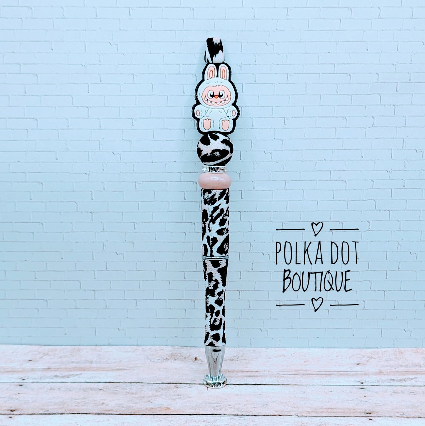 Labubu : White Silicone Beaded Pen