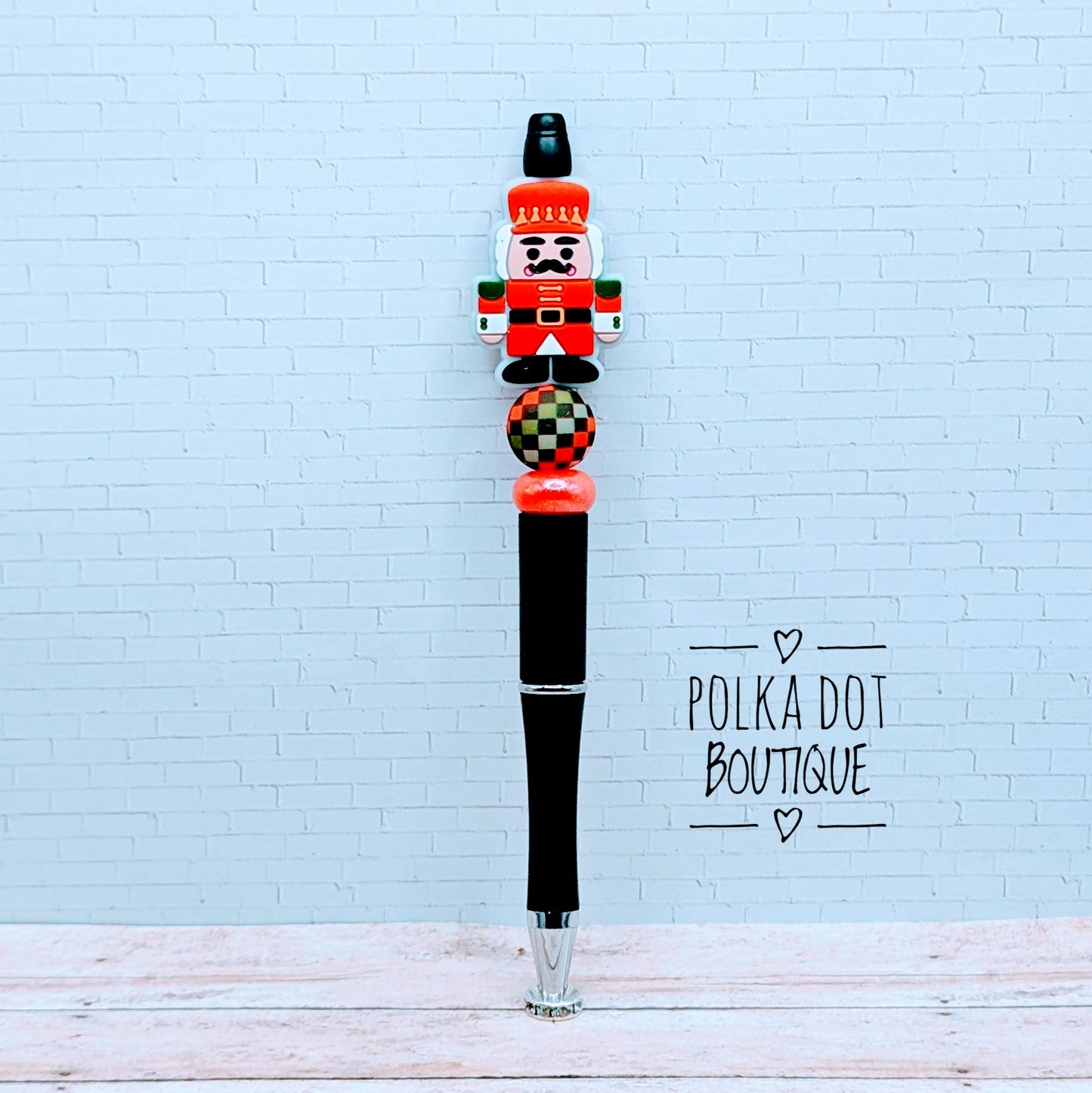 Pen : Red Nutcracker Silicone Beaded Pen