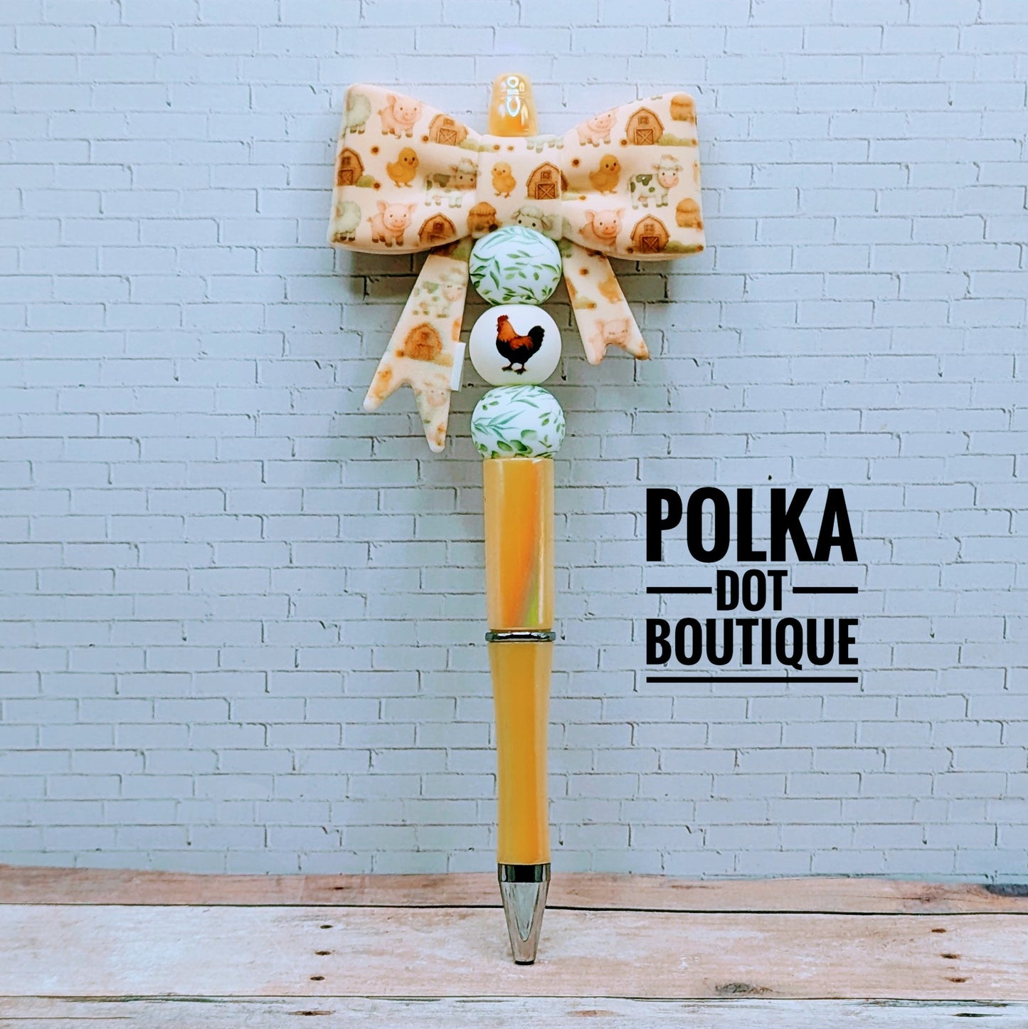Bow : Farm Animals Silicone Beaded Pen