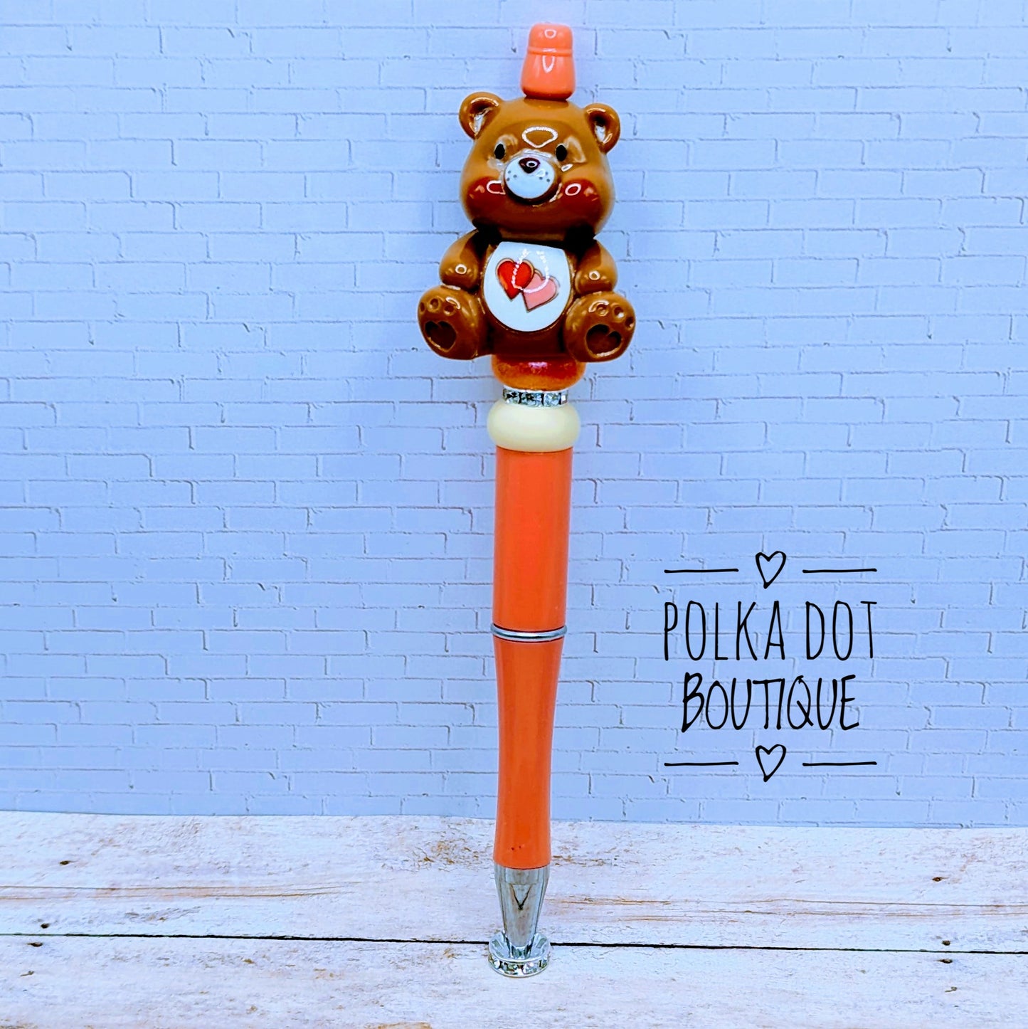Care Bear : Brown Beaded Pen