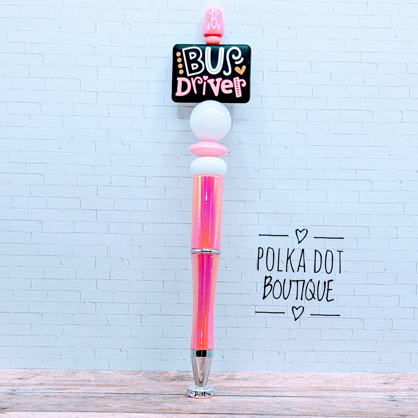 Teacher / Staff : Bus Driver Pink Silicone Beaded Pen