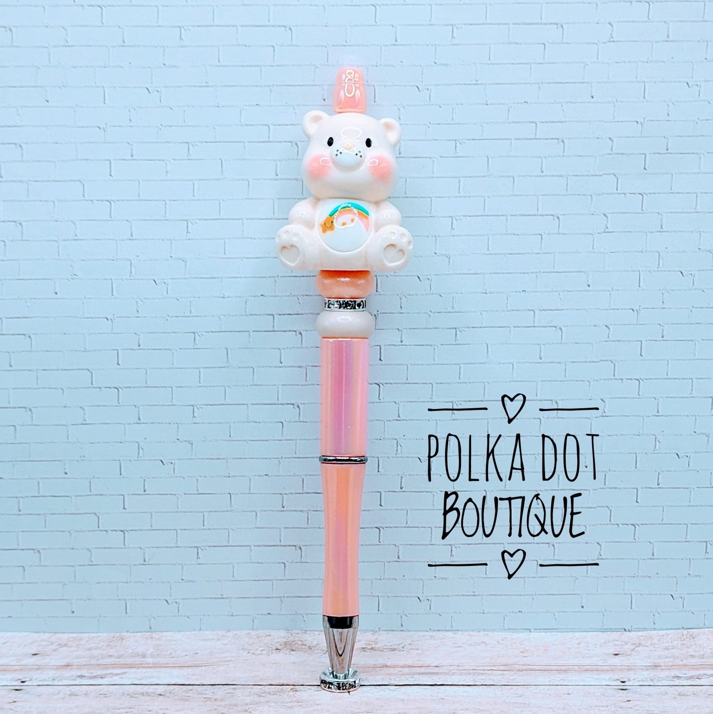 Care Bear : White Beaded Pen