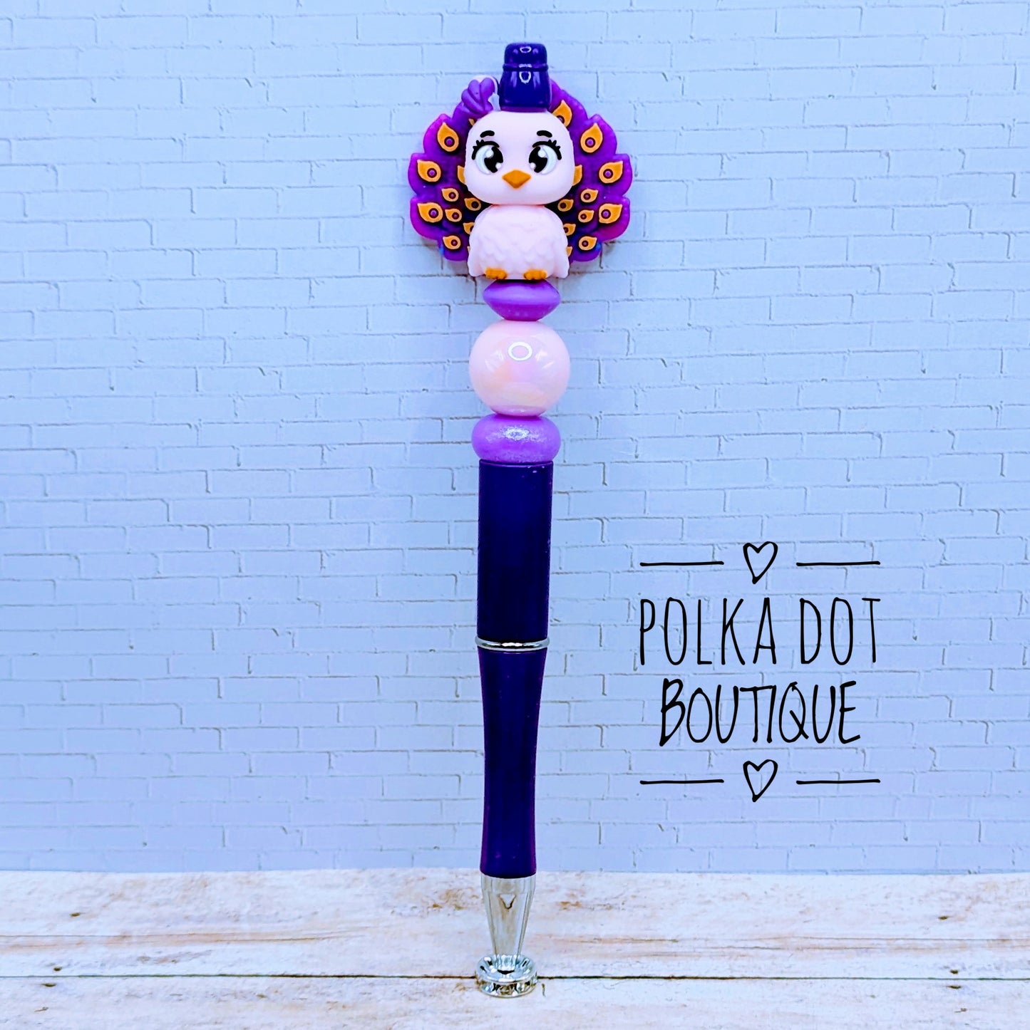 Peacock Silicone Beaded Pen