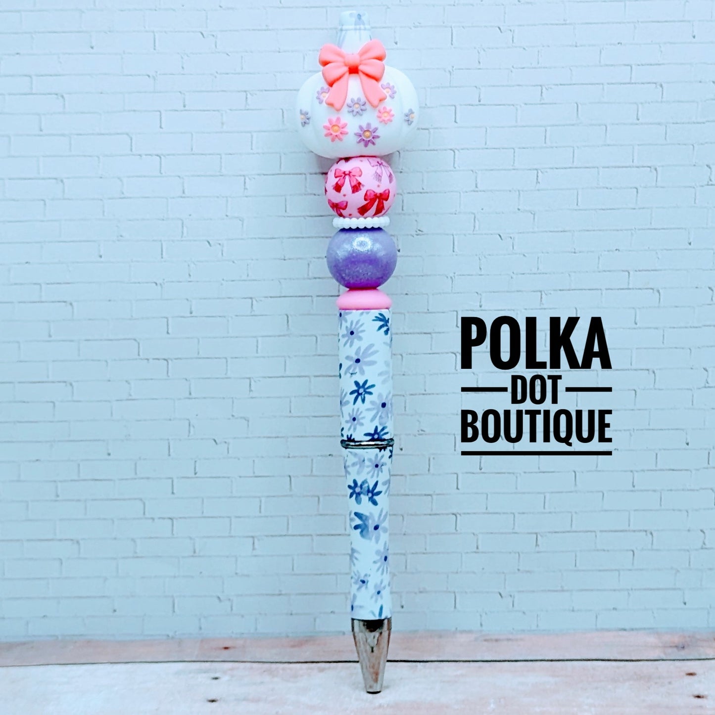 Pen : Flower Pumpkin Silicone Beaded Pen