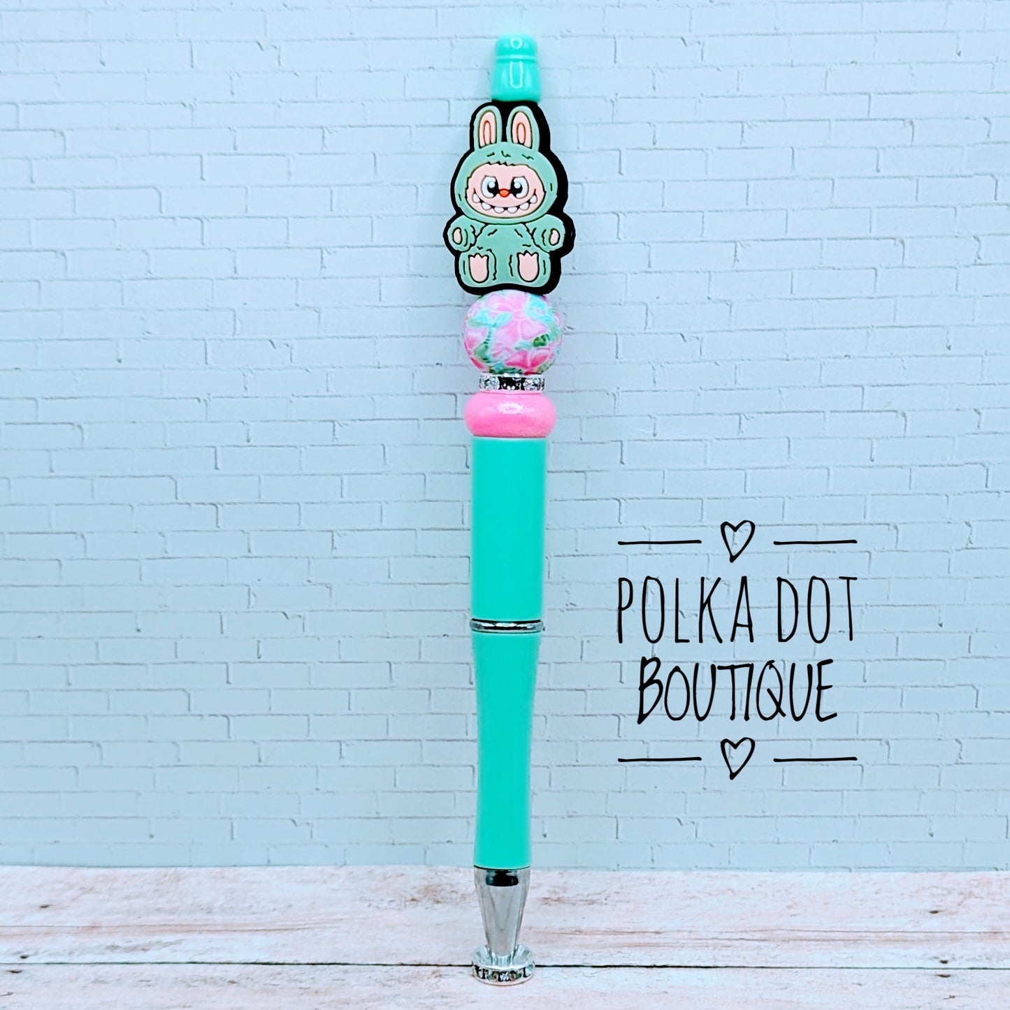Labubu : Green Silicone Beaded Pen