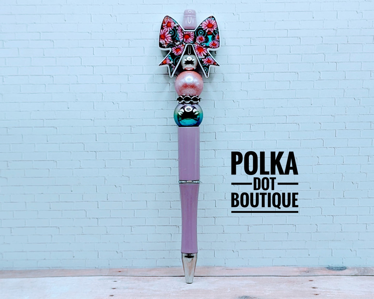 Bow : Mauve Flower Bow Silicone Beaded Pen