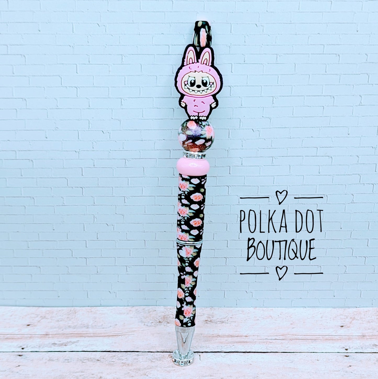 Labubu : Pink Silicone Beaded Pen