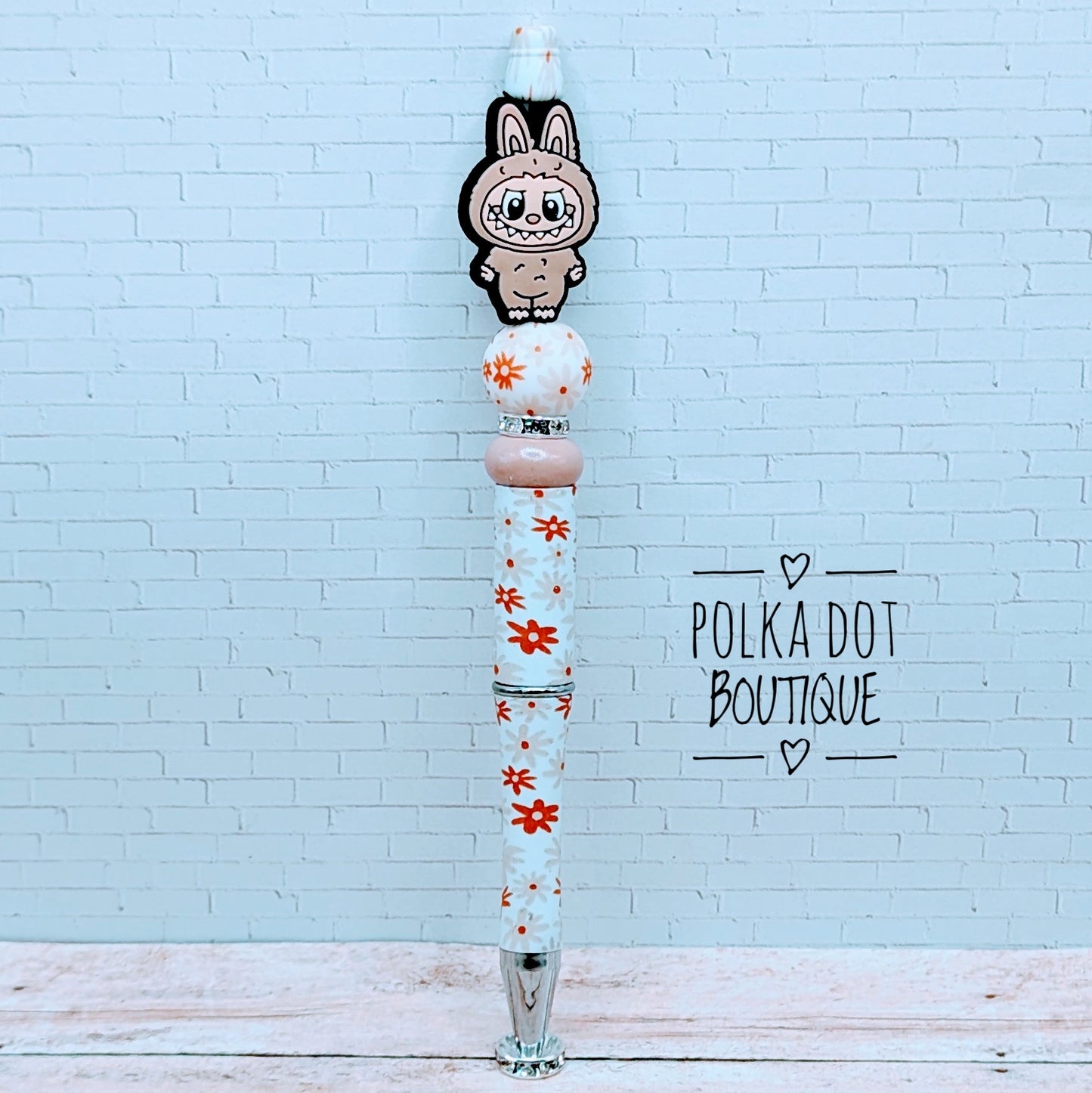 Labubu : Light Brown Silicone Beaded Pen
