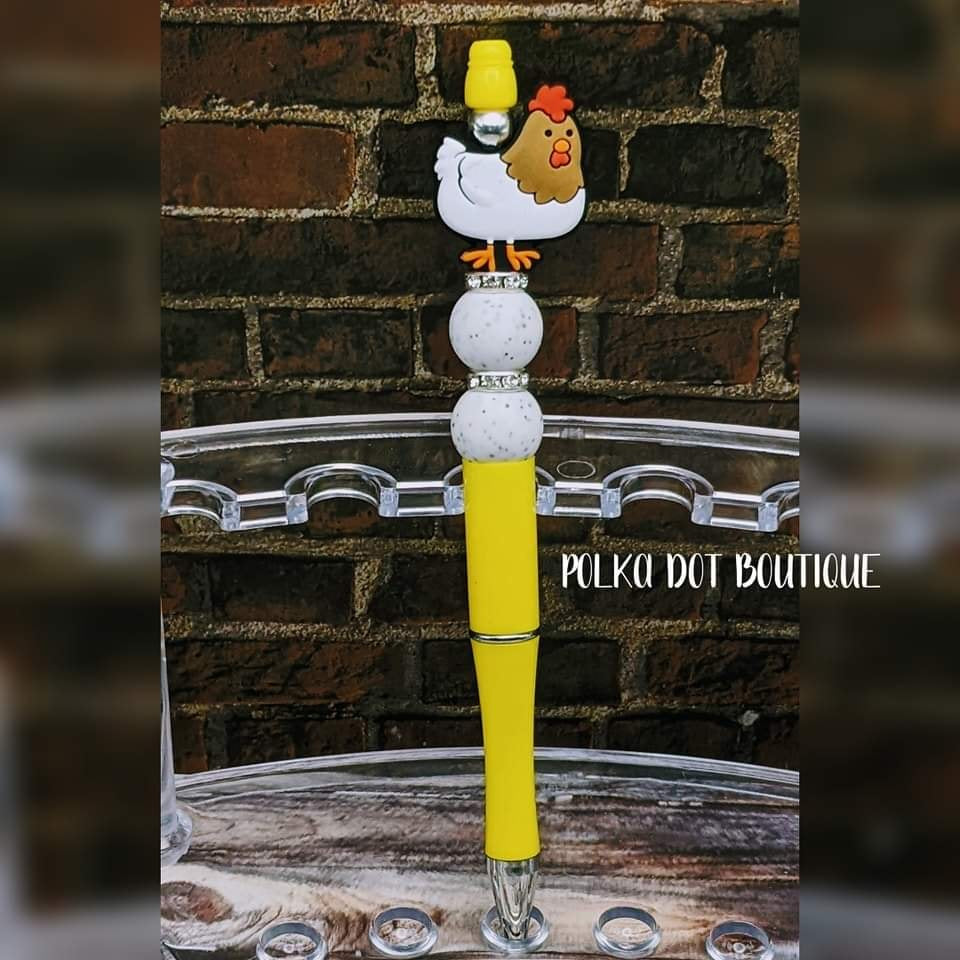 Chicken Silicone Beaded Pen