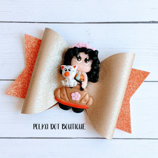 Moana Princess Clay Faux Leather Bow