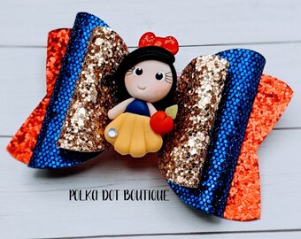 Snow White Princess Clay Faux Leather Bow