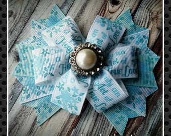 " Only an act of true love can thaw a frozen heart" Pinwheel Bow