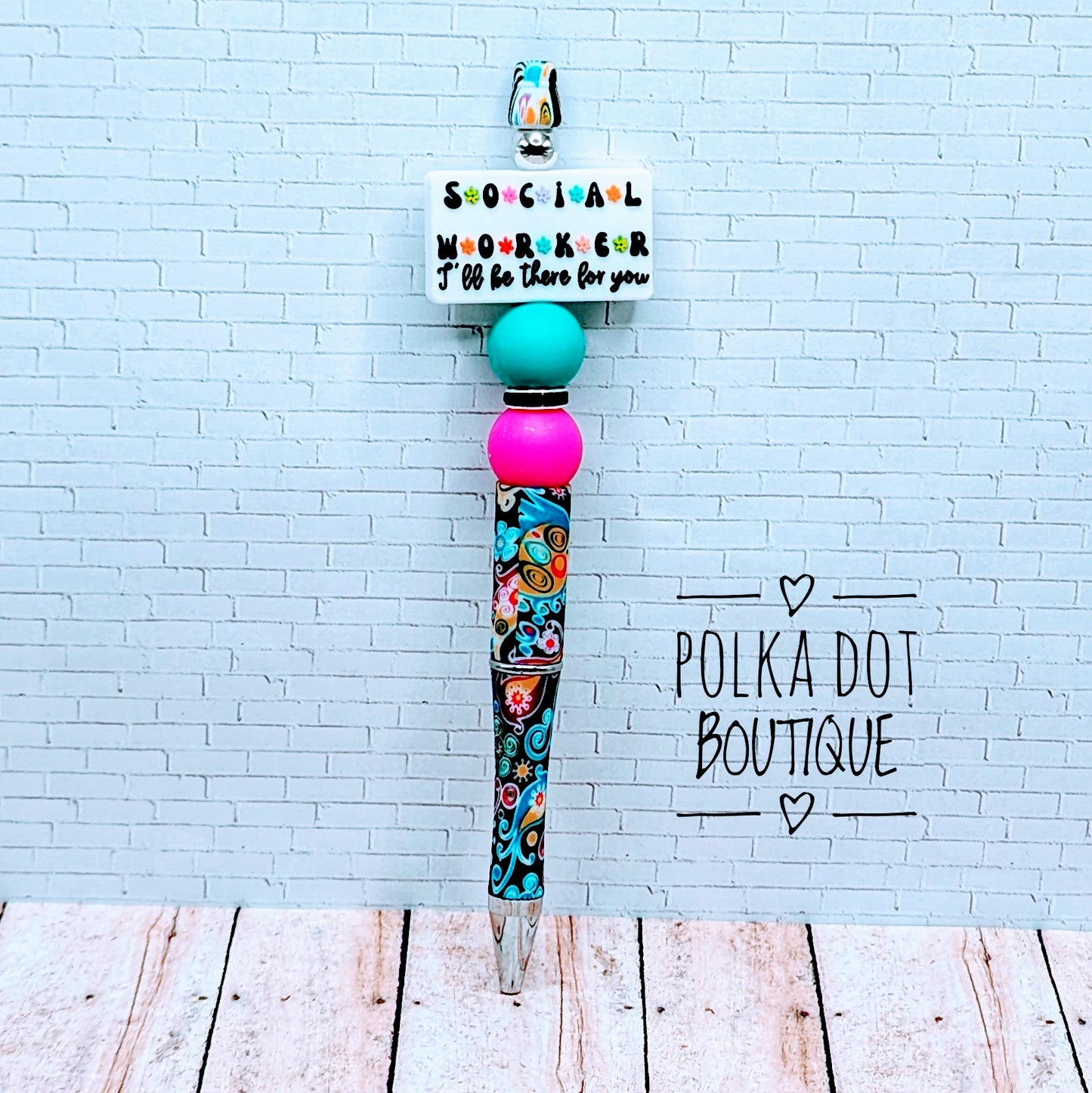 Social Worker Silicone Beaded Pen