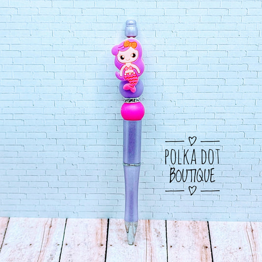 Mermaid : Purple Hair Silicone Beaded Pen