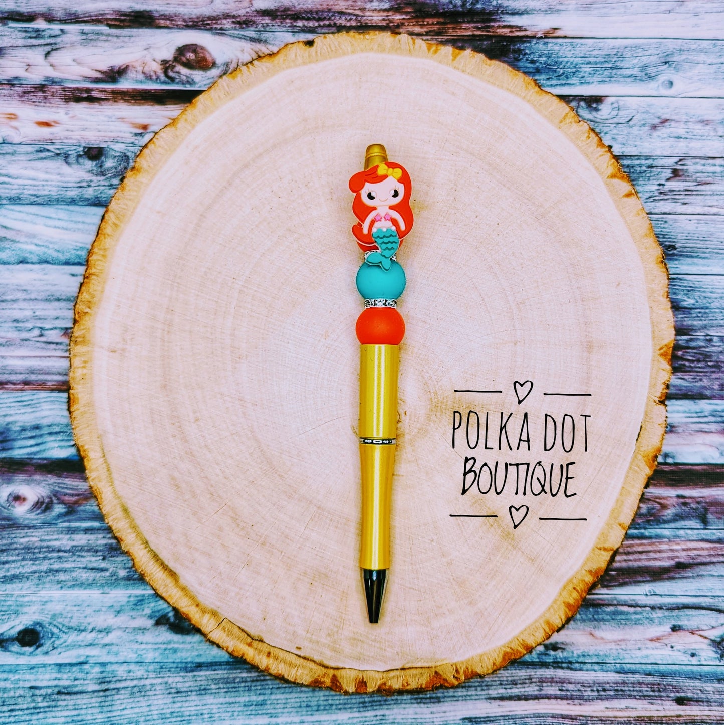 Mermaid : Red Hair Silicone Beaded Pen