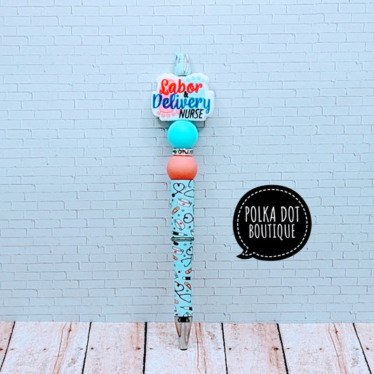 Nurse : Labor and Delivery Silicone Beaded Pen