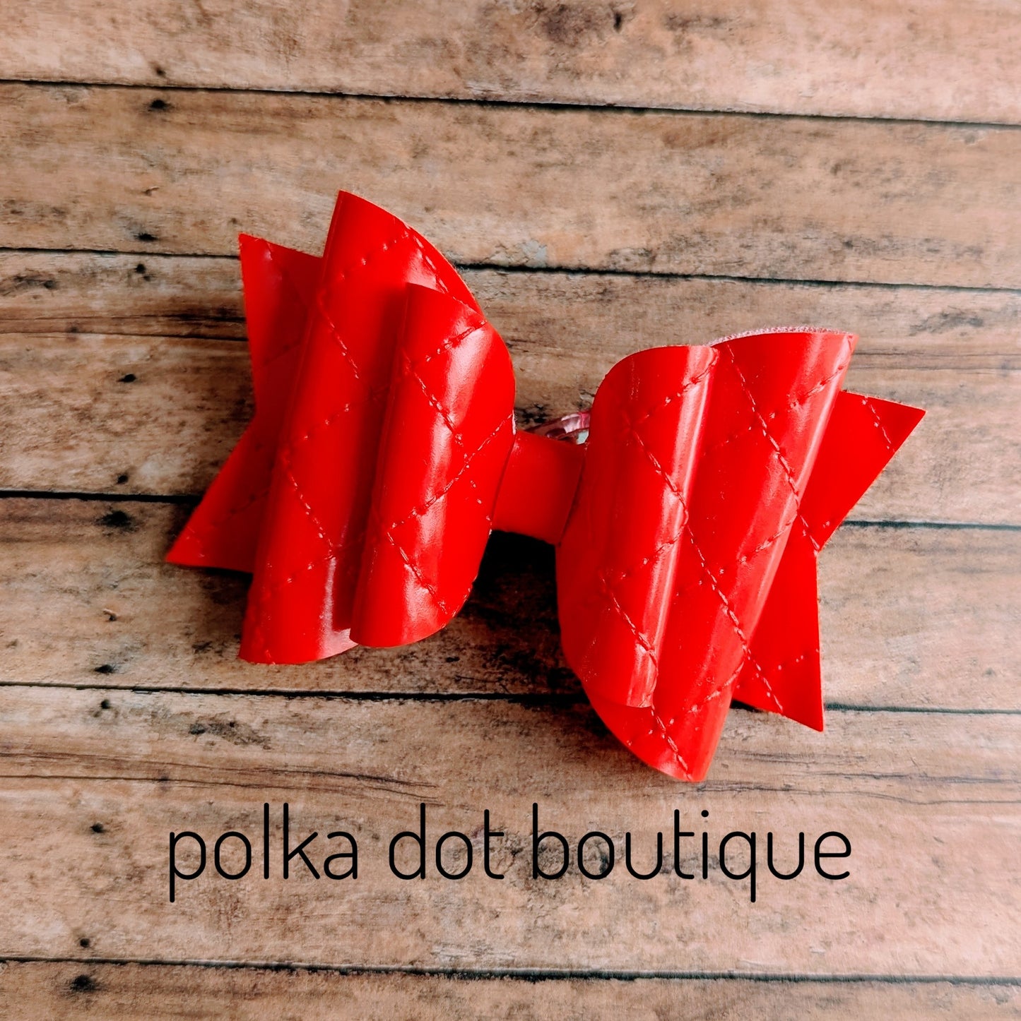 Red Quilted Faux Leather Bow