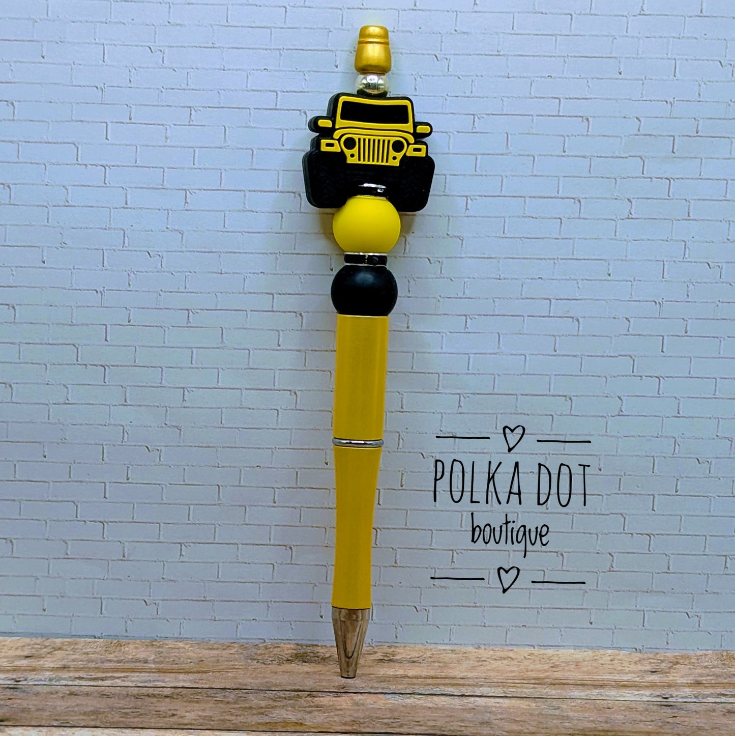 Jeep : Yellow Silicone Beaded Pen