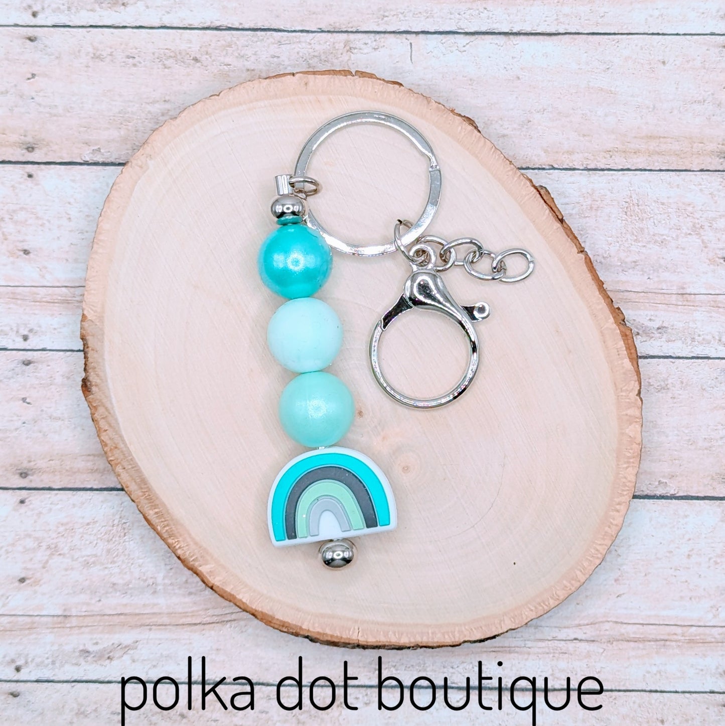 Rainbow Teal Silicone Keychain